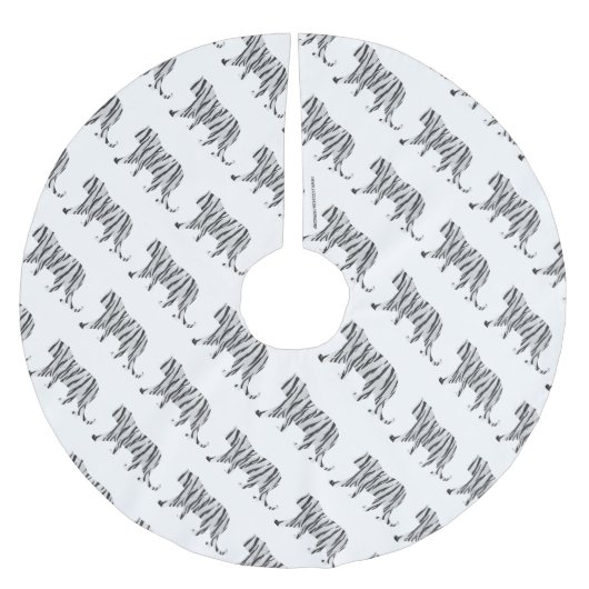 Silhouette Tiger Schwarz/Weiß Polyester Weihnachtsbaumdecke (Vorderseite)