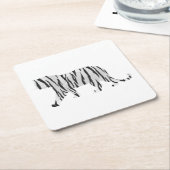 Silhouette Tiger Schwarz/Weiß Rechteckiger Pappuntersetzer (angewinkelt)