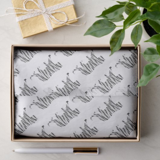 Silhouette Tiger Schwarz/Weiß Seidenpapier (Geschenk)