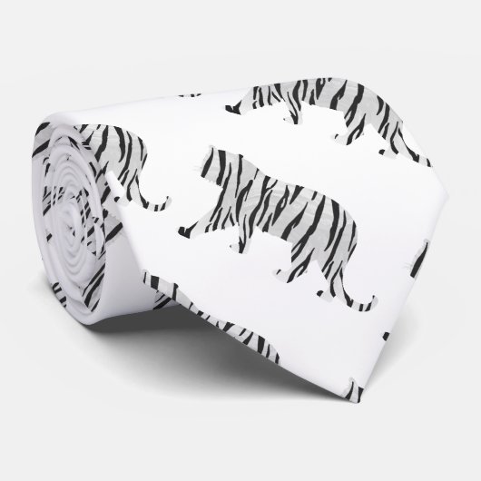 Silhouette-Tiger Schwarzweiss Krawatte (Gerollt)