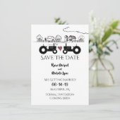 Silhouette Traktoren und Bauernschwarz - Weiße Hoc Save The Date (Stehend Vorderseite)