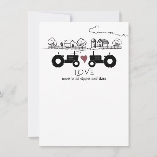 Silhouette Traktoren und Bauernschwarz - Weiße Hoc Save The Date (Rückseite)