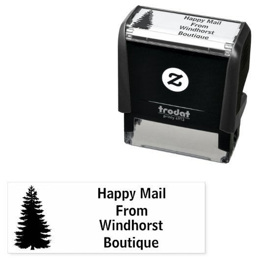 Silhouette Tree Happy Mail Firmenname Permastempel (Beispiel)