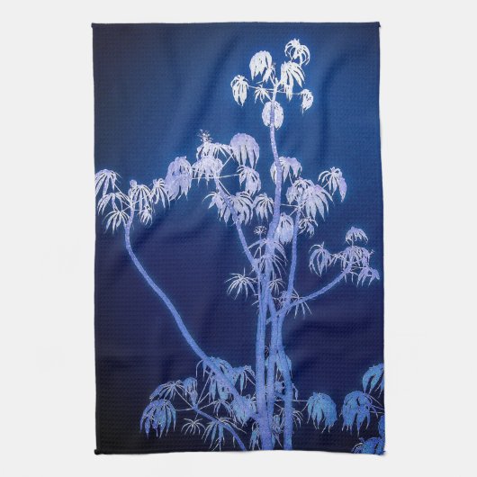 Silhouette Tree in Royal Blues Küchen Handtücher (Vertikal)