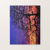 Silhouette Tree und brillantes Sonnenuntergang Puz Puzzle (Vertikal)