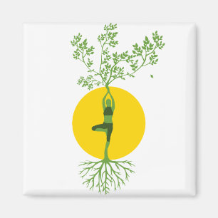 Silhouette Tree Yoga Meditation Magnet