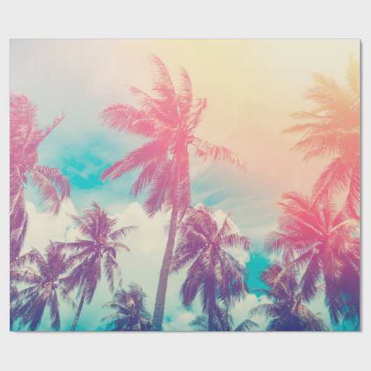 Silhouette tropical palm tree with sun light on su geschenkpapier (Flach)