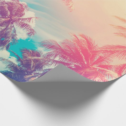 Silhouette tropical palm tree with sun light on su geschenkpapier (Ecke)