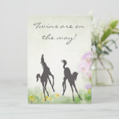 Silhouette Twin Foals Horse Baby Dusche Einladung (Stehend Vorderseite)