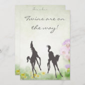 Silhouette Twin Foals Horse Baby Dusche Einladung (Vorne/Hinten)