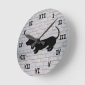 Silhouette-Uhr der Dackel "White Bridge" Runde Wanduhr (Winkel)