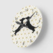 Silhouette-Uhr der goldenen Herzfrequenz-Dackel Runde Wanduhr (Winkel)