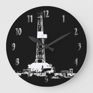 Silhouette-Uhr für Bohrgestänge (mit Zahlen) Große Wanduhr