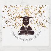 Silhouette und Diplom und Confetti Bierflaschenetikett (Einzelnes Label)