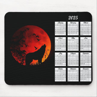 Silhouette und Mondkalender 2025 Mousepad