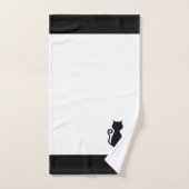 Silhouette und Monogramm der Katze in Schwarz-Weiß Badhandtuch Set (Handtuch)