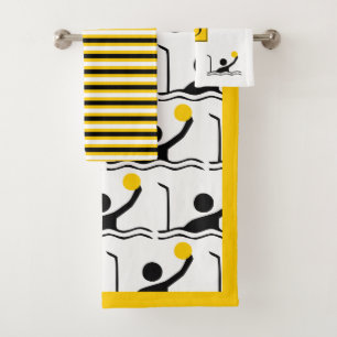 Silhouette und Monogramm des Polospielers Badhandtuch Set