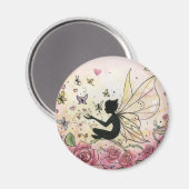 Silhouette und Rose Magnet (Vorderseite/Rückseite)