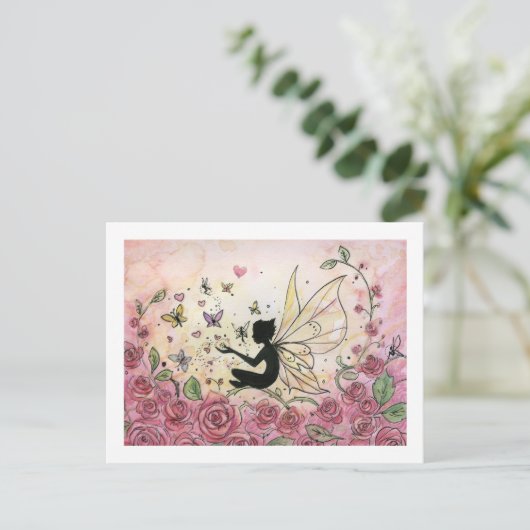 Silhouette und Rose Postkarte (Stehend Vorderseite)