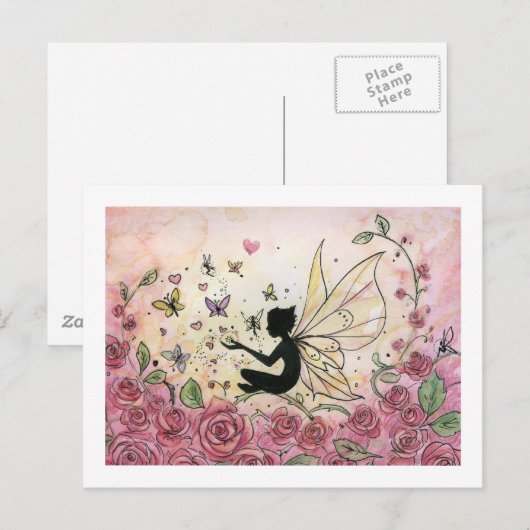 Silhouette und Rose Postkarte (Vorne/Hinten)