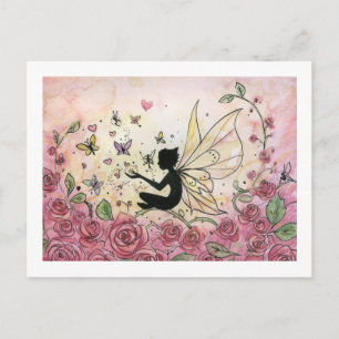 Silhouette und Rose Postkarte