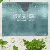 Silhouette und Schneeflocken Aquamarin ID861 Geschirrtuch (Gefaltet)