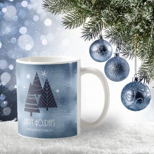 Silhouette und Schneeflocken Blaue ID861 Kaffeetasse