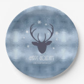 Silhouette und Schneeflocken Blaue ID861 Pappteller (Vorderseite)