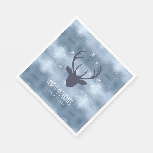 Silhouette und Schneeflocken Blaue ID861 Serviette (Ecke)