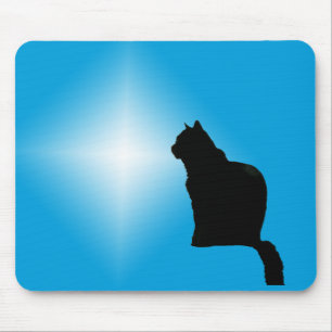 Silhouette und Stern der schwarzen Katze Mousepad
