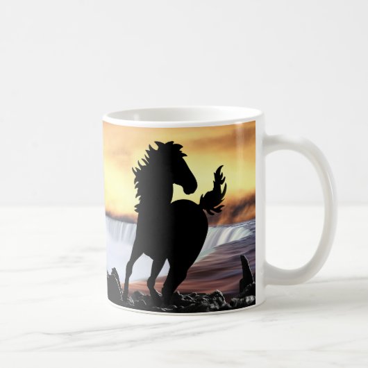Silhouette und Wasserfall Kaffeetasse (Rechts)