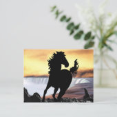 Silhouette und Wasserfall Postkarte (Stehend Vorderseite)