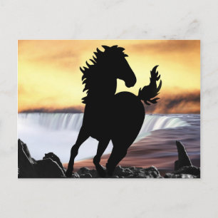 Silhouette und Wasserfall Postkarte