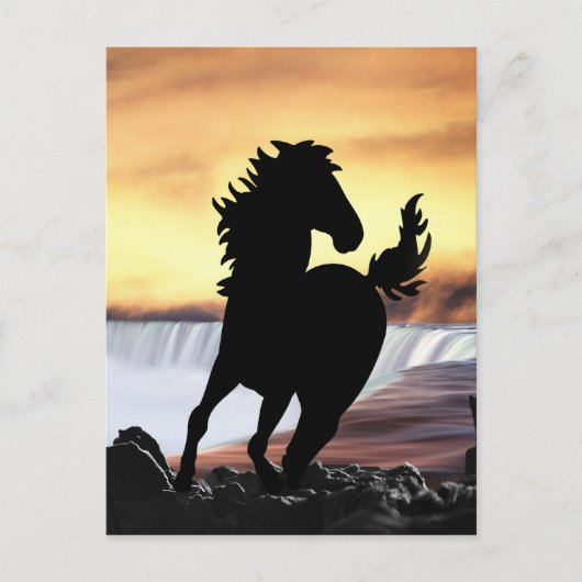 Silhouette und Wasserfall Postkarte (Vorderseite)