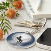 Silhouette Unicorn Vollmond Ozean Personalisieren Schlüsselanhänger (Vorderseite rechts)