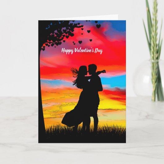 Silhouette Valentinstag Feiertagskarte (Vorderseite)