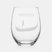 Silhouette Venedig Gondola Weinglas Ohne Stiel (Rückseite)