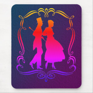 Silhouette Vintage Kunst Eleganter Mensch und Frau Mousepad