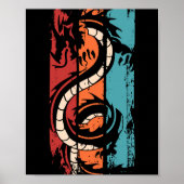 Silhouette Vintager Drache Poster (Vorne)