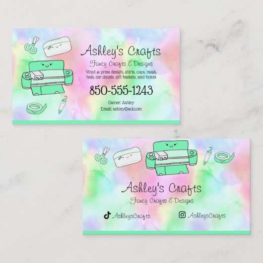 Silhouette Vinyl Rainbow Cricut Wasserfarbe Visitenkarte (Vorne/Hinten)