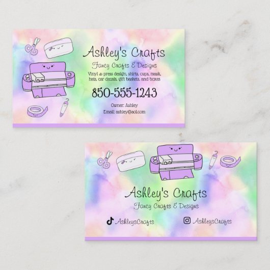 Silhouette Vinyl Rainbow Cricut Wasserfarbe  Visitenkarte (Vorne/Hinten)