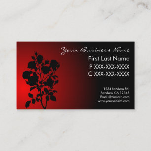 Silhouette-Visitenkarten für Red Black fade Blume Visitenkarte