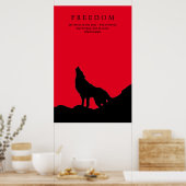 Silhouette von Black & Red Wolf auf einem Hügel Poster (Küche)