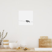 Silhouette von Blackbirds auf Wire Poster (Küche)