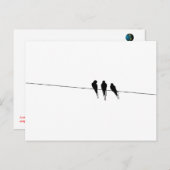Silhouette von Blackbirds auf Wire Postkarte (Vorne/Hinten)
