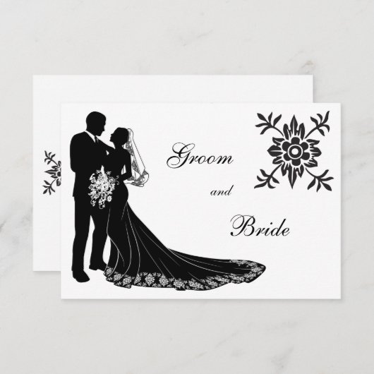 Silhouette von Braut und Baum Einladung (Vorne/Hinten)