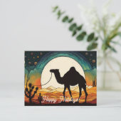 Silhouette von Camel in Wüste glückliche Ferien Postkarte (Stehend Vorderseite)