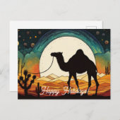 Silhouette von Camel in Wüste glückliche Ferien Postkarte (Vorne/Hinten)