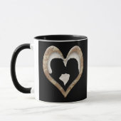 Silhouette von Couple Kissing (Camouflage Heart) Tasse (Links)