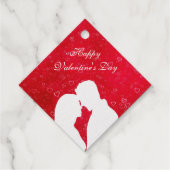 Silhouette von Couple on Red Geschenkanhänger (Rückseite)